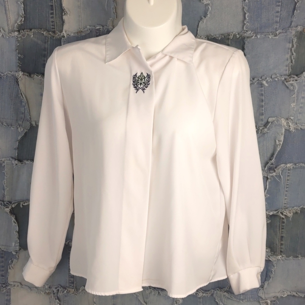Bright white embroidered blouse
